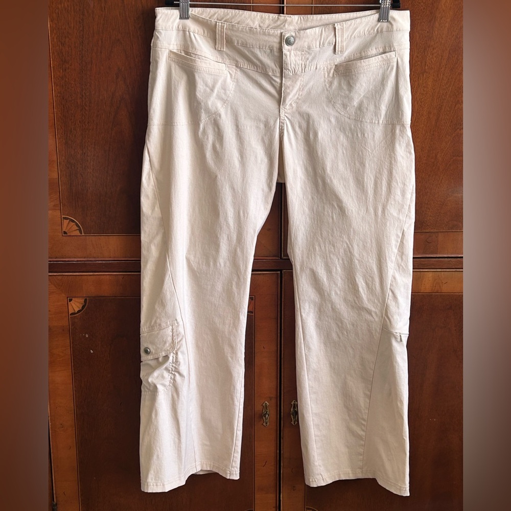 ATHLETA s14P cargo pants-cropped, wide leg-look NEW-neutral stone color-low rise